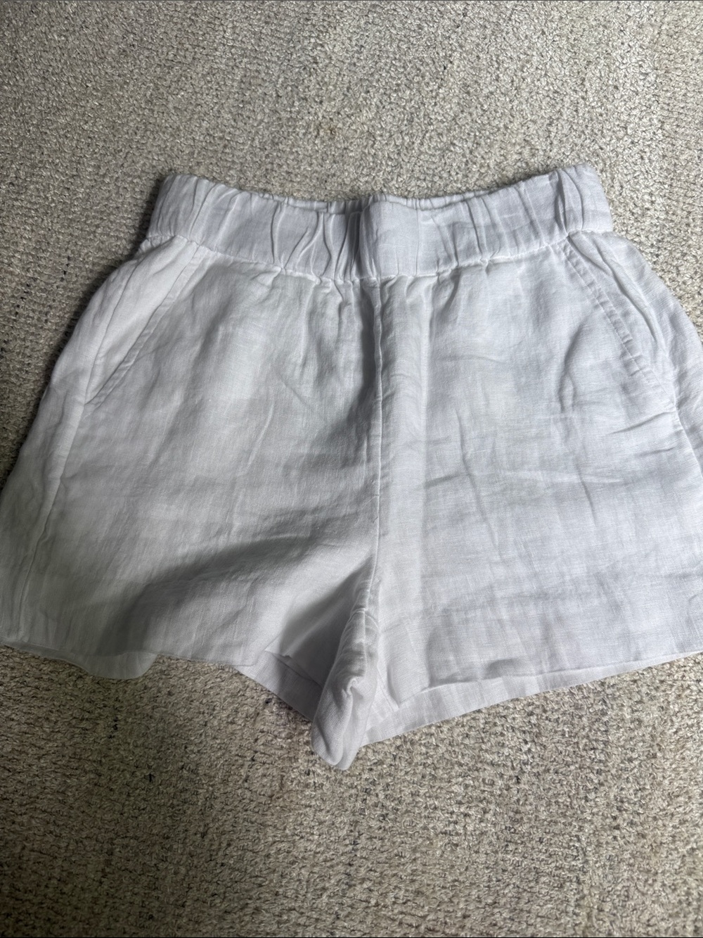 J. Crew White High-Waist Linen-Blend Elastic Shorts